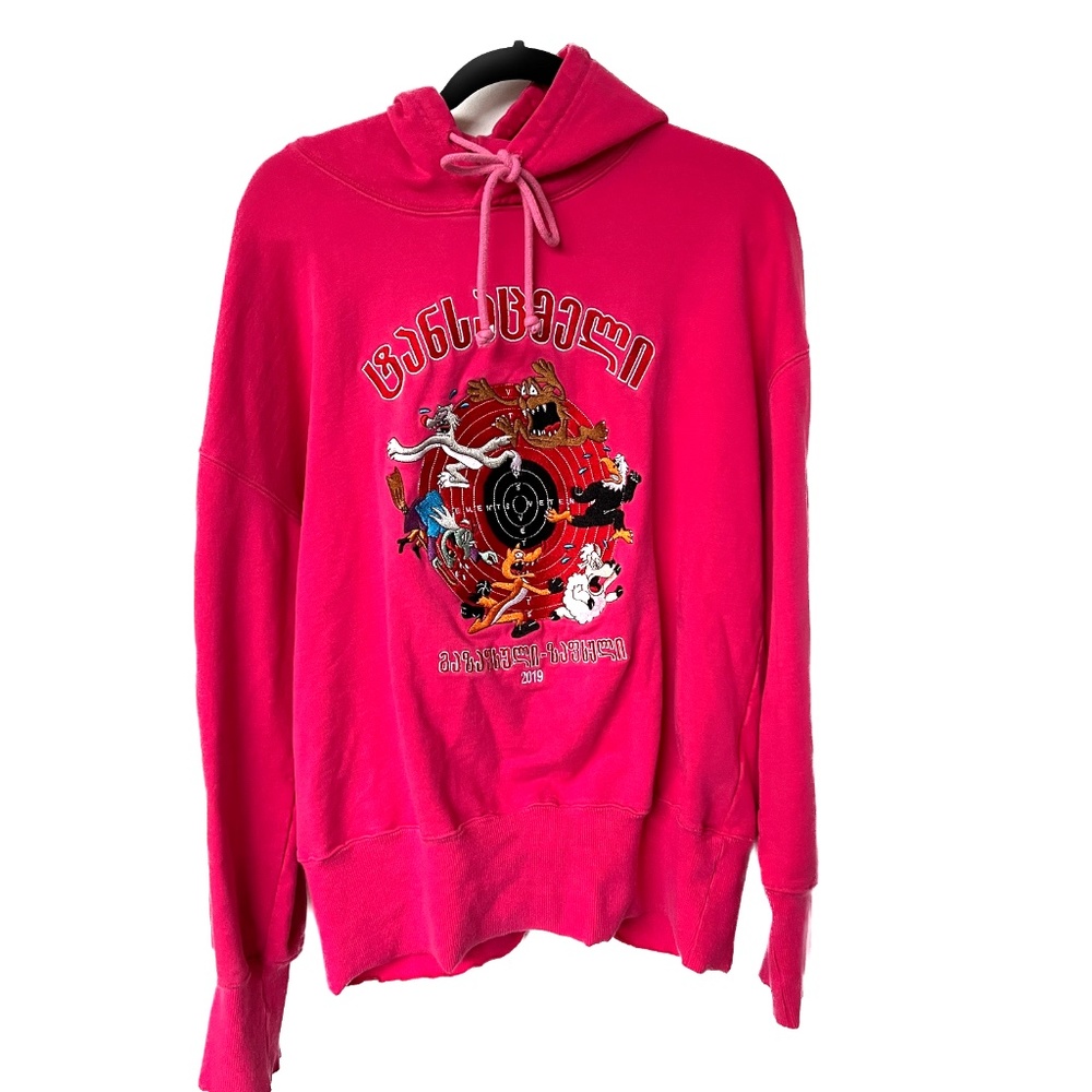 Vetements Pour Femme Tricots X Ete2019 Hoodie Pink Cartoons Sz L Demna Gvasalia